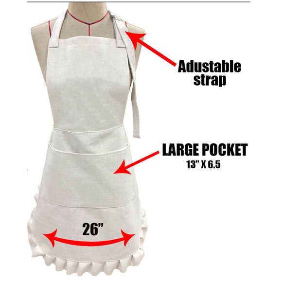 Easter Ruffled Apron, Easter Bunny, Cooking, Baking, Gardening, Linen Poly Blend - Picture 3 of 4